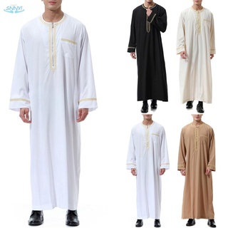 Los hombres Casual vestido disfraz de manga larga Kaftan poliéster Maxi Dubai fiesta