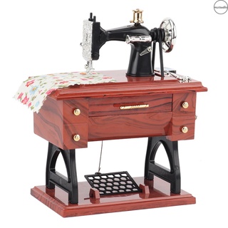 Mini máquina de coser caja de música Retro clásica pisada máquina de coser mesa escritorio mecánico reloj máquina de música (1)