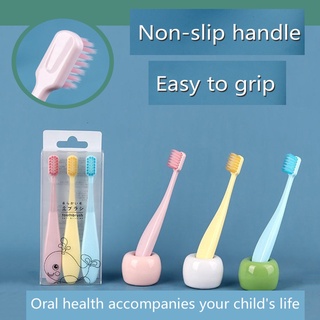 3 unids/Set antideslizante mango cepillos de dientes de pelo suave cuidado Oral producto lindo Macaron Color niños cepillos de dientes manuales