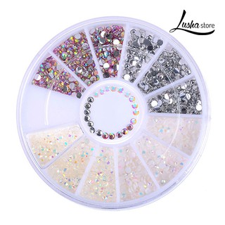 Charms LUSHA DIY 3D uñas arte consejos decoración encantos rueda redonda cristal Glitter Rhinestones