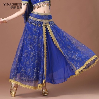Danza Disfraz Falda India Sari Vientre Mujeres Gasa Baile Accesorios Para