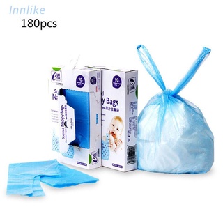 Inn bolsa de basura para pañales de eliminación ecológica bolsas de pañales con asas de corbata -2 x paquetes de 90 (Total 180 bolsas de eliminación)