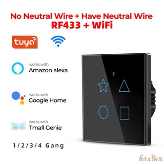 1/2/3/4 gang TUYA WiFi + 433MHZ Smart Touch Switch Home Wall Botón N/+ L Para Alexa Y Google Assistant FUNCTION