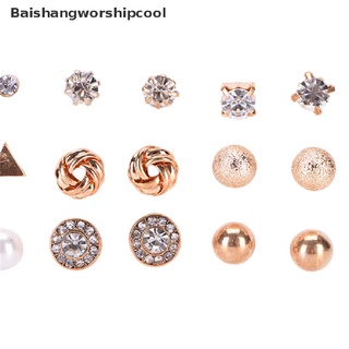 bswc 12 pares de aretes triangulares de cristal de perlas para mujer joyería nueva moda caliente