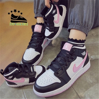『fp•shoes』 nuevo nike air jordan 1 mid aj1 zapatos de baloncesto deporte zapatillas altas tops rosa zapatos mujeres kasut señoras lindo zapato hermoso