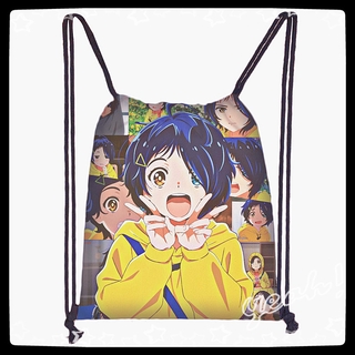 wonder egg priority - mochila de anime con cordón, diseño de estudiante