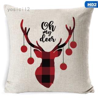 yosicil2 nuevo creativo decoración navideña algodón lino funda de almohada roja a cuadros vacaciones sofá funda decoración
