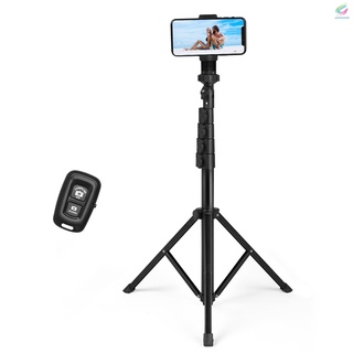 Fy Andoer 157cm/ en Smartphone Selfie Stick trípode extensible de mano trípode de escritorio soporte de fotografía con Clip de teléfono inalámbrico obturador remoto para Vlog Selfie transmisión en vivo grabación de vídeo