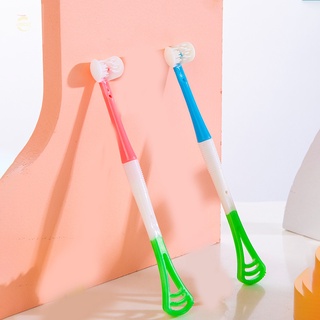 amb cepillo de dientes y limpiador de lengua para niños, 3 caras, cepillo de dientes, cepillo de dientes de silicona, raspador de lengua, cepillo de entrenamiento para niño (3)