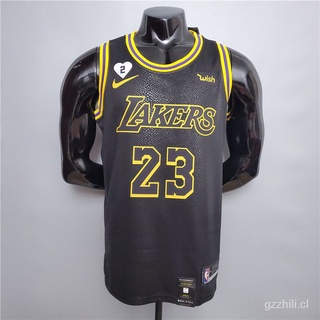 ❤Camisa de baloncesto de baloncesto James #23 Lakers negros Nba Jersey XNmS