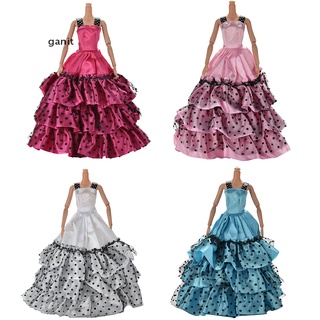 [ganit] vestido de novia para barbies muñeca hermosa falda trailing vestido de lunares 4 colores [ganit] (1)