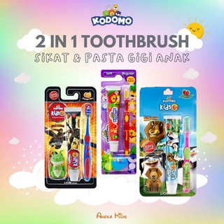 Kodomo cepillo de dientes 2 en 1 pasta de dientes infantil y pasta de dientes con premios