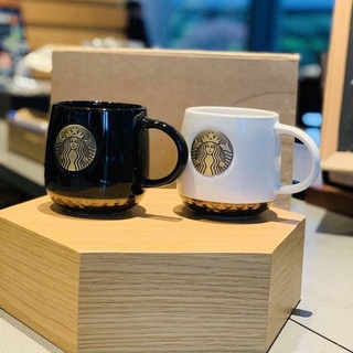Select Starbucks Medalla De Bronce Taza De Cerámica Retro Negro Blanco Azul Sirena Pareja Aniversario Agua