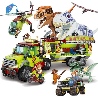 LEYU Jurassic World Park Set Juguetes Minifigures Dinosaurio Camión Caza Tyrannosaurus Bloques De Construcción Compatible Lego Para Niños