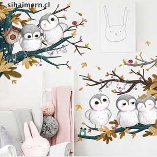 sihai - pegatina de pared de dibujos animados para búho, diseño de dormitorio de los niños, autoadhesivo extraíble. (1)