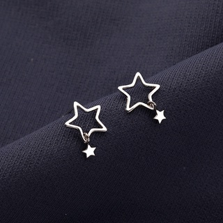 Aretes De Estrella Hueco Estilo Coreano Para Mujer/Cortos Con Patrón De Geometría De Moda (4)