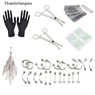 [tfnl] 33 piezas/juego de piercings para el cuerpo/herramientas de joyería del vientre/lenguas/cejas/pezón/labios/kit asf