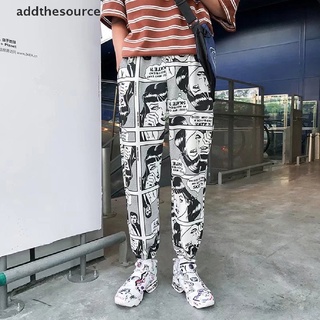 [aohr] hombre mujer cómic impreso casual suelto hip hop harajuku deporte pantalones streetwear cvb