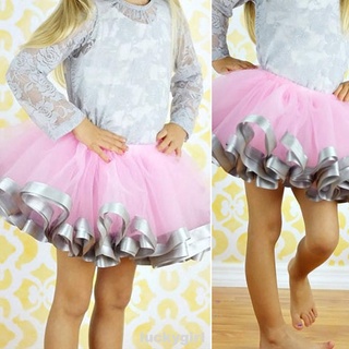 Niña gasa ropa de baile cinta princesa Mini fiesta burbuja falda (7)