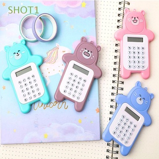 SHOT1 1PC Mini Bear Calculator Portable Student Exam Calculaders Cartoon Expression Built-in Button Battery New Cute Office Supplies Display 8 digits/Multicolor (1)