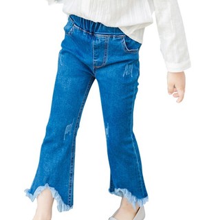 Bebé niña campana-fondos pantalones Denim ancho pierna Jeans pantalones llamarada pantalones