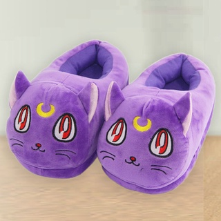 SAILOR MOON japonés marinero luna marinero luna zapatillas niñas casa de felpa zapatos de algodón aekyung gato púrpura gato lindo gato zapatos