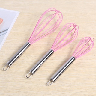 paquete de 3 batidos de silicona (8+10+12) pulgadas batidor de espuma de cocina globo de alambre de alambre para mezclar agitación batir (rosa) (5)