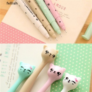[fellish] 5 piezas lindo gato aleatorio kawaii divertido bolígrafo negro gel tinta rodillo bolígrafo nuevo set 436cl