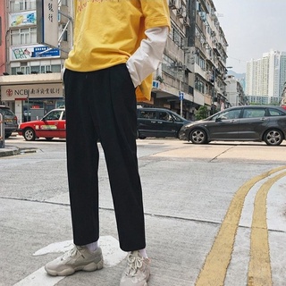 Hombres's estilo suelto nueve pantalones rectos Casual todo-partido ancho de la pierna pantalones