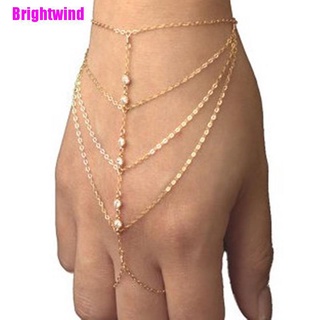 [Brightwind] Celebridad Multi cadena borla pulsera brazalete esclavo anillo de dedo arnés de mano oro