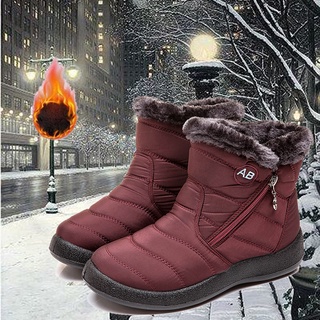 Mujer caliente impermeable algodón zapatos de Nylon Botas de nieve de invierno Botas de tobillo antideslizante Botas cortas Botas