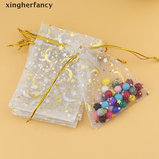 XHF 100pcs Organza Moon Star Stretchable Bags Gift Packaging Display Jewelry Pouches HOT