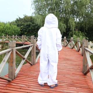 traje profesional de apicultura de algodón blanco smock para mujeres protección de abeja (6)