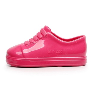 0825# Solid Color Jelly Shoes Fake-Lace-up Shoes Integrated Anti-slip Shoes Unisex