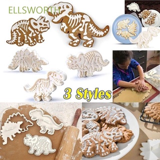 ELLSWORTH moldes 3D para hornear en relieve molde de galletas cortador de galletas dinosaurio suministros de cocina pastel decoración de tartas herramientas de galletas
