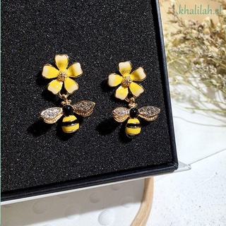 khalilah lindo colgante pendientes abeja para niña pendientes de tuerca regalo flor amarilla moda joyería esmalte pendientes mujeres accesorios/multicolor