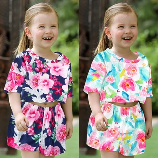 babyya bebé niño niñas niños flor floral camiseta crop tops corto 2pcs trajes conjunto