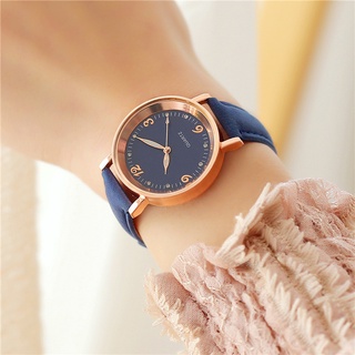 Reloj de pulsera de cuero de cristal casual con correa de cuero para mujer/pulsera de cuero para mujer/pulsera clásica Cloc