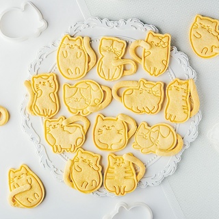 Cute Cat Cookie Plunger Cutters Fondant Cake Mold Biscuit Sugarcraft Decorating Tools