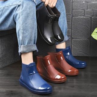 Tubo corto botas de lluvia de los hombres impermeable antideslizante integrado botas de lluvia zapatos de agua de los hombres de la cocina zapatos de trabajo zapatos de goma