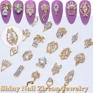 halley diy nail zircon colgante de lujo cadena de uñas diamantes de imitación de oro mariposa manicura accesorios de metal brillante cristal joyería de uñas