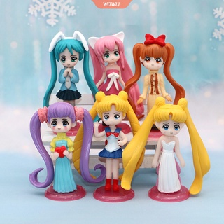 6 Unids/set Anime Sailor Moon Dibujos Animados Lindo Kawaii Tsukino Usagi Manga Estatua Figura De PVC Acción Coleccionable Modelo Juguetes Muñeca