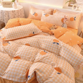 🔥Venta 🔥Pinen Net rojo naranja ropa de cama 4 en 1 hoja edredón cubierta estudiante dormitorio individual doble (1)