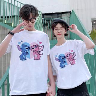 Parejas camiseta Lilo Stitch Harajuku Kawaii camisetas encantadoras de dibujos animados femenino impreso Casual camiseta lindo Tops
