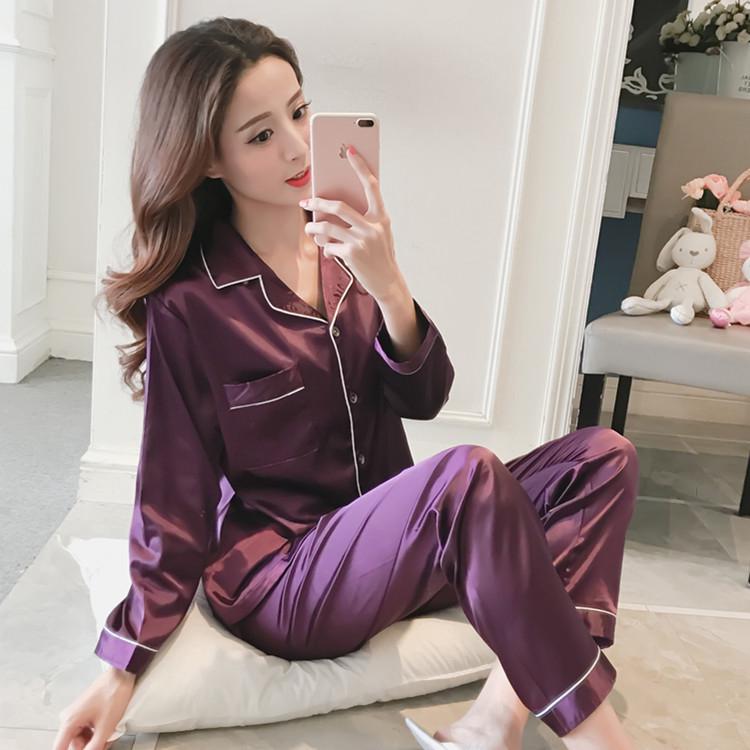 SEXY conjunto Baju Tidur ropa de dormir pijamas de manga larga pijamas
