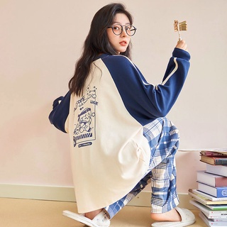 Pijamas señoras primavera y otoño nuevo lindo algodón de manga larga w: ins: niuzhu.my21.09.05
