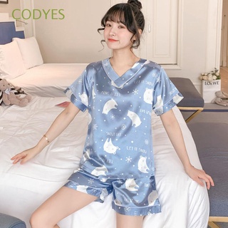codyes casual pijamas conjunto acogedor camisón ropa de dormir de moda ropa de hogar manga corta con pantalones cortos sueltos para las mujeres conjunto de lencería