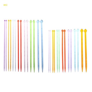 Mig 7 pares de agujas de tejer de plástico de 7 tamaños, multicolor, de punto, herramientas de bricolaje, tejido de hilo