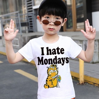 Nueva blusa de verano Tops Garfield Crop Top niños niñas Anime dibujos animados Animal Print corto camisetas (3)