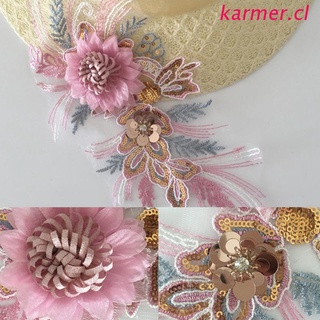 kar3 lentejuelas bordado vestido apliques cuello coser parche para decoración de boda diy